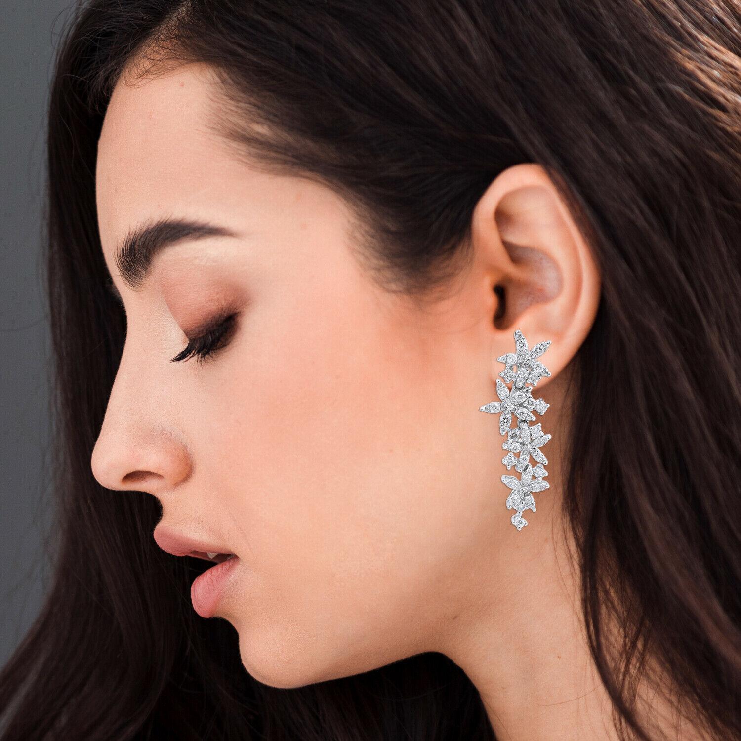 18 Karat Weißgold Diamant-Camila-Ohrringe (Moderne) im Angebot