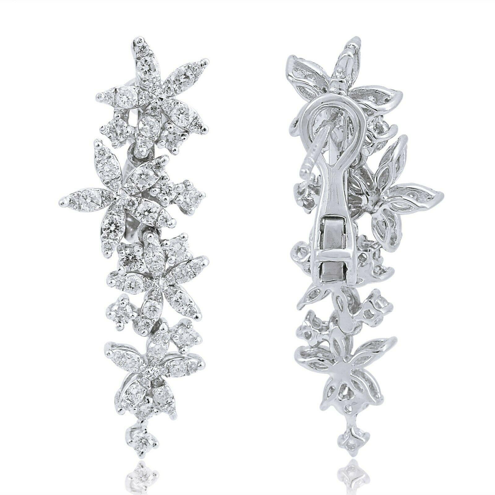 Modern 18 Karat White Gold Diamond Camila Earrings For Sale