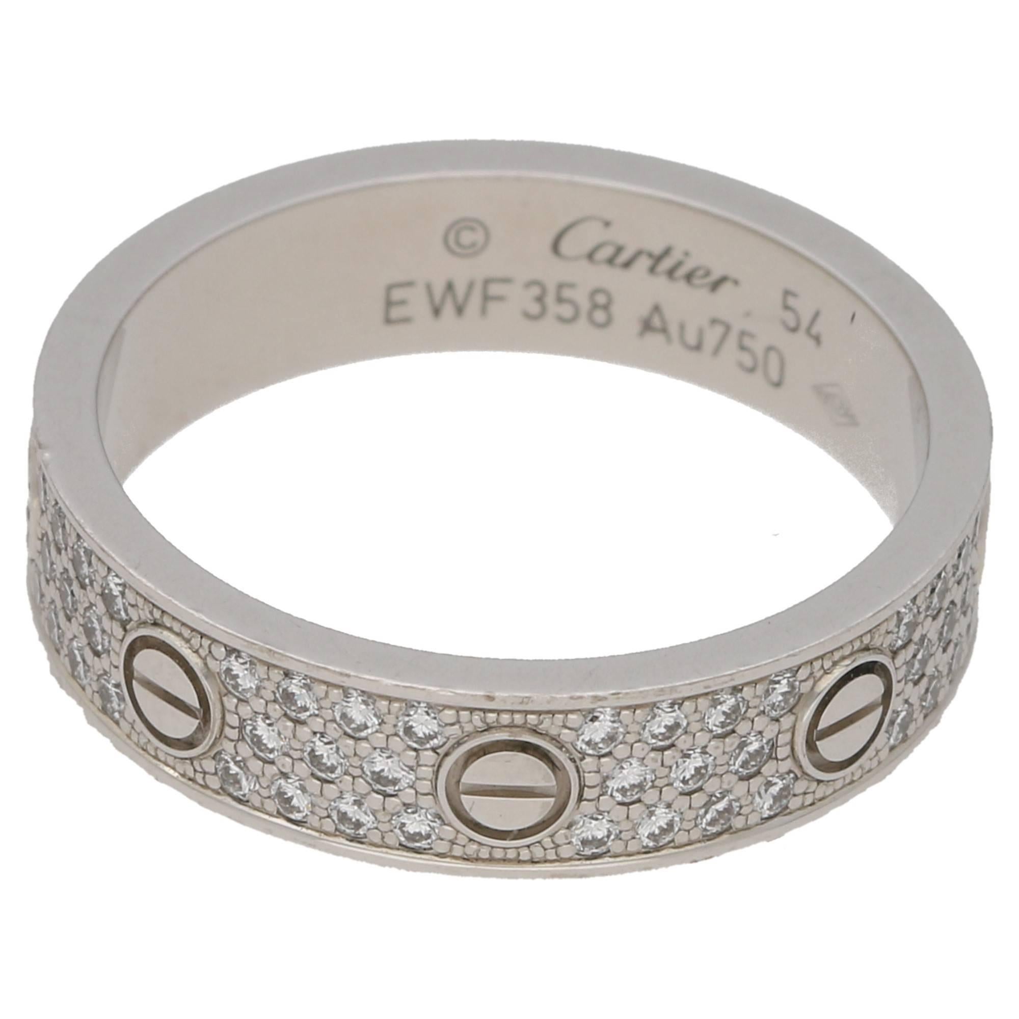 18 Karat White Gold Diamond Cartier Love Ring