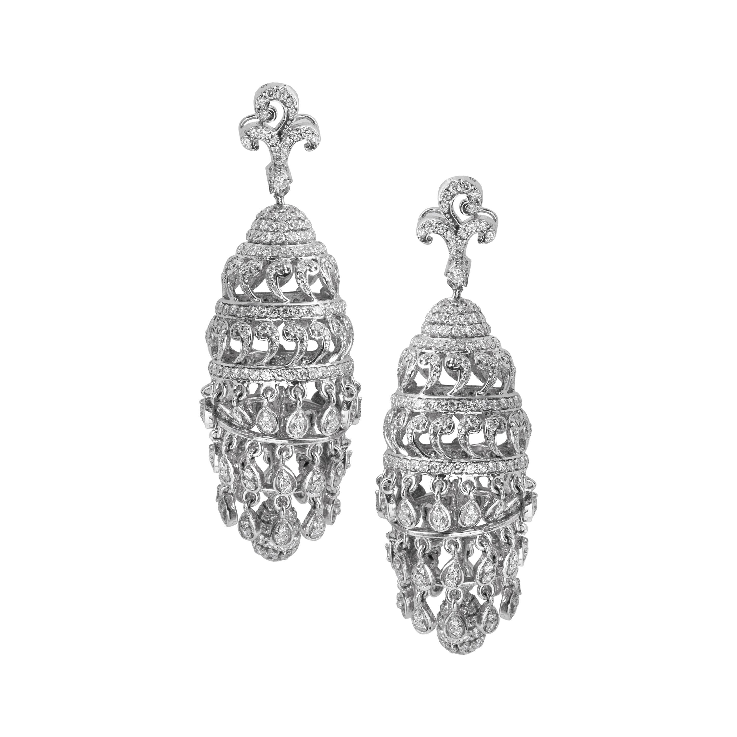 Manaus Diamond Gold Chandelier Earrings at 1stDibs
