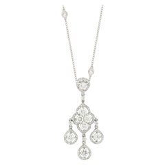 18 Karat White Gold Diamond Chandelier Pendant with Necklace