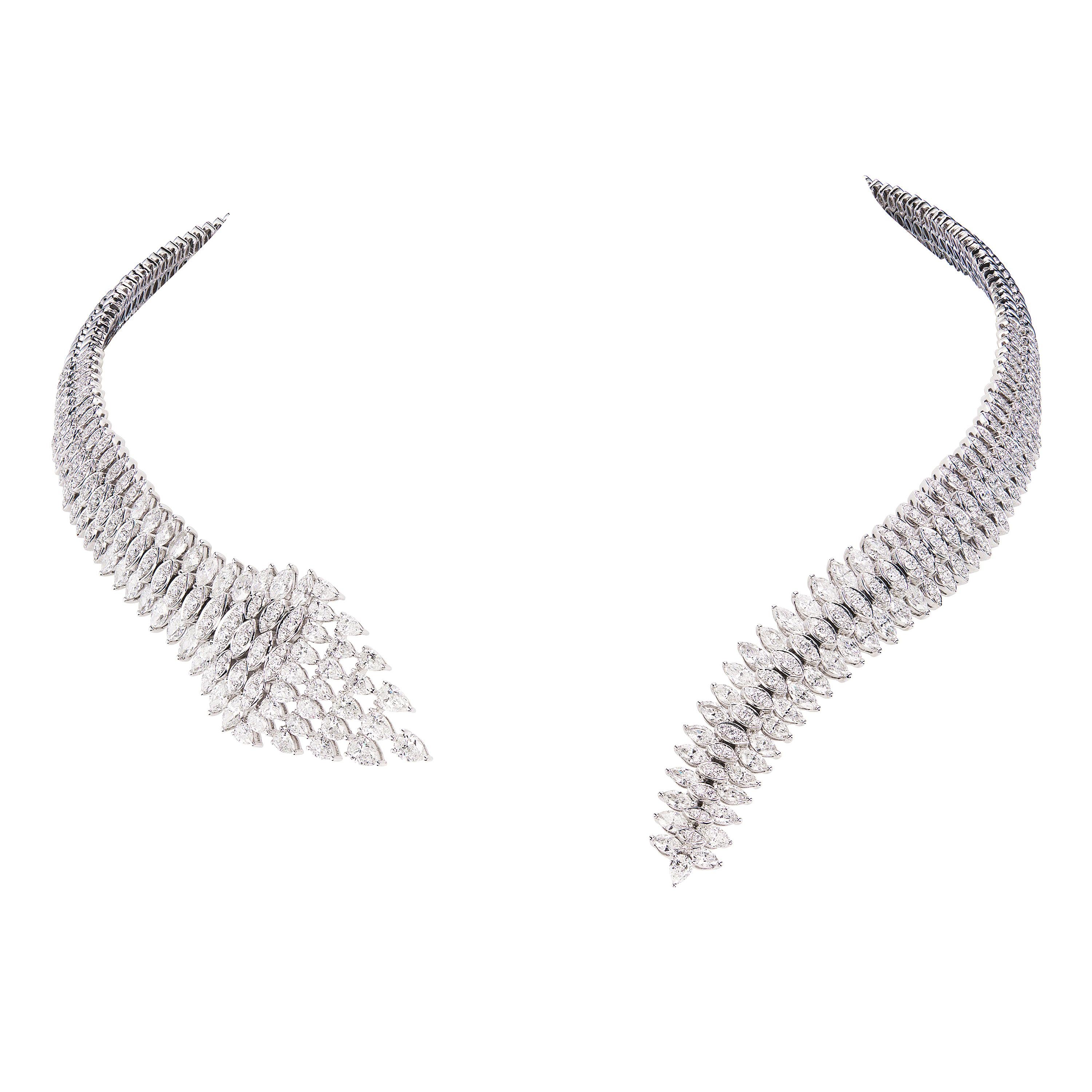 18 Karat White Gold Diamond Choker Necklace