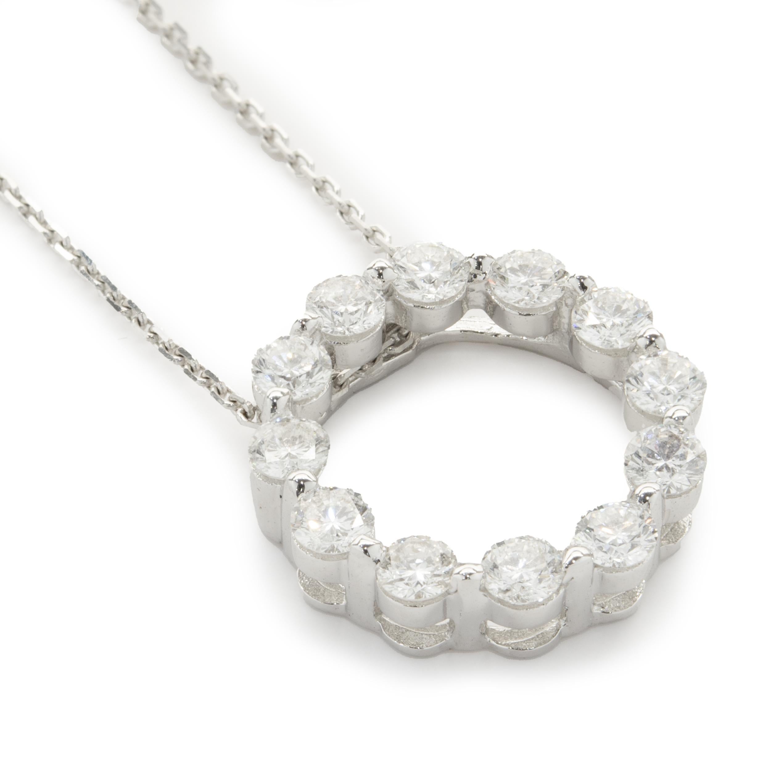 Round Cut 18 Karat White Gold Diamond Circle Necklace