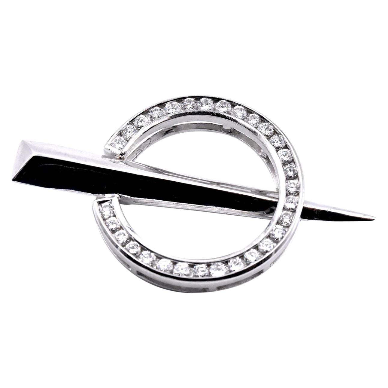 18 Karat White Gold Diamond Circle Spear Pin
