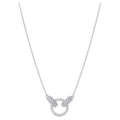 18 Karat White Gold Diamond Circle Two Oval Necklace
