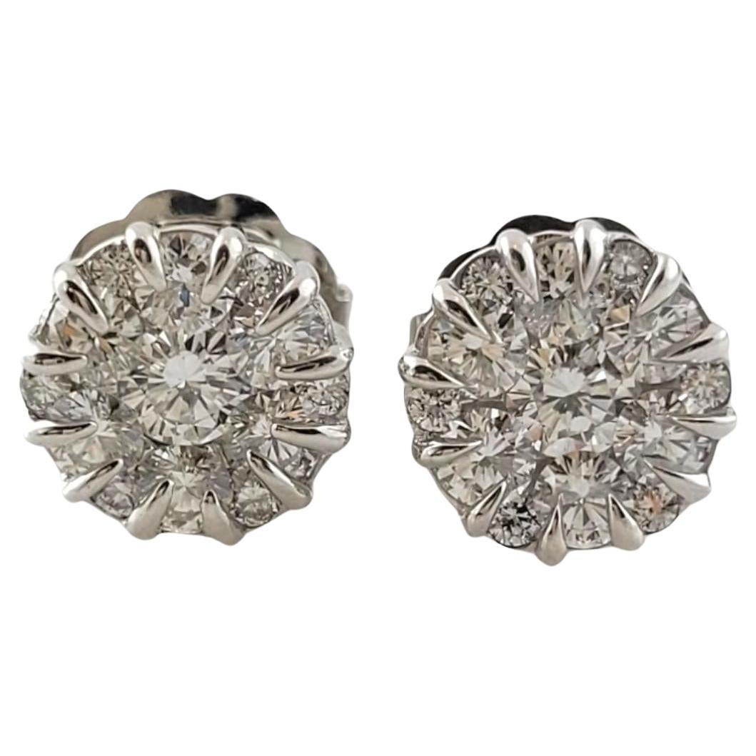 18 Karat White Gold Diamond Cluster Earrings #16985 For Sale