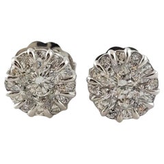 18 Karat White Gold Diamond Cluster Earrings #16985