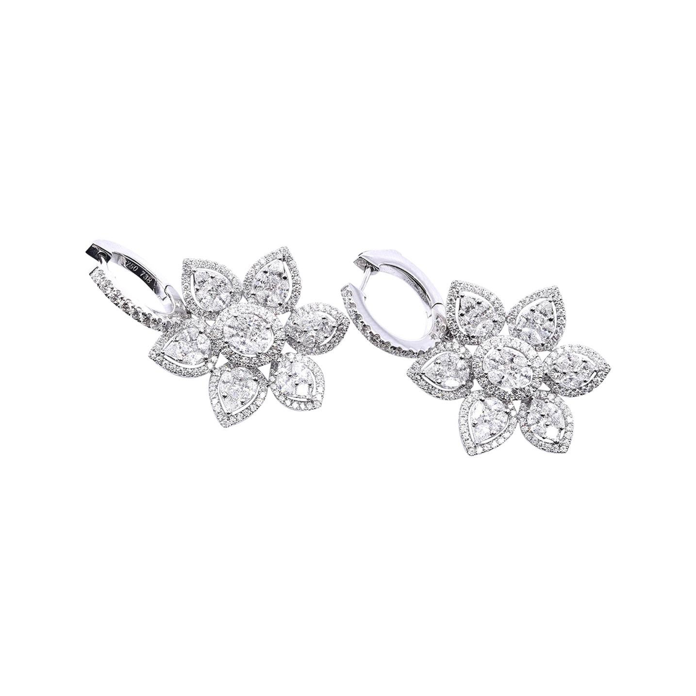 Gold Plated Flower Shaped Drop Earrings