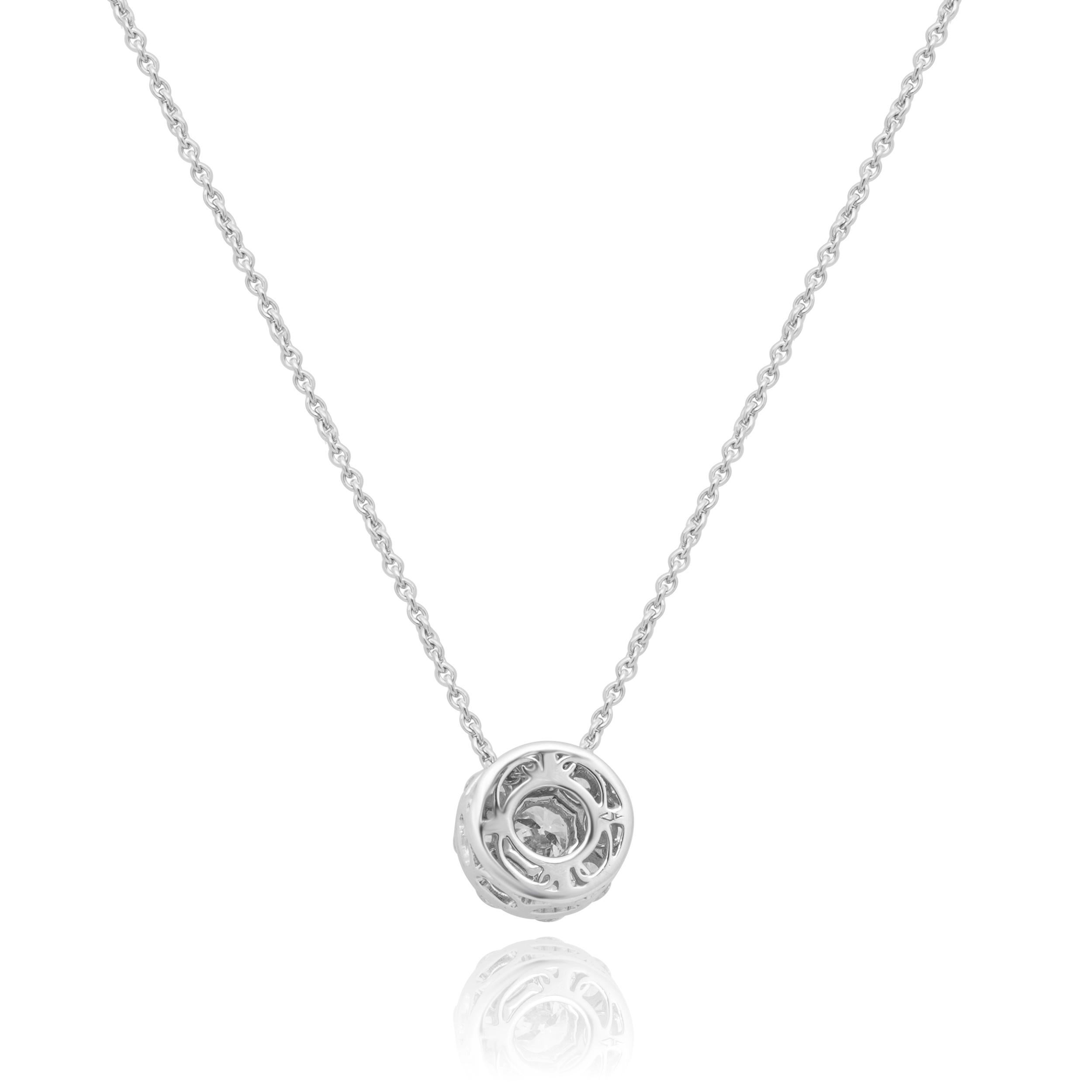 Taglio rotondo Collana a grappolo di diamanti in oro bianco 18 carati in vendita