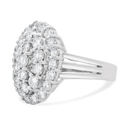 18 Karat White Gold Diamond Cluster Oval Ring