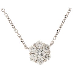 18 Karat white gold Diamond “Fleurette” solitaire necklace 