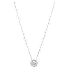 18 Karat White Gold Diamond Cluster Pendant Necklace