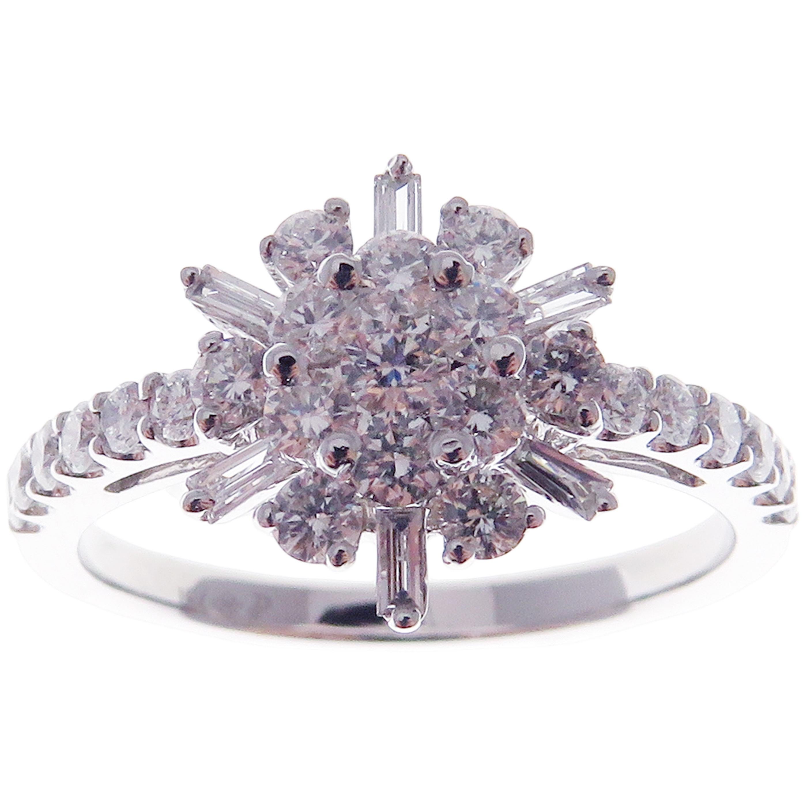 18 Karat White Gold Diamond Cluster Ring In New Condition For Sale In Los Angeles, CA