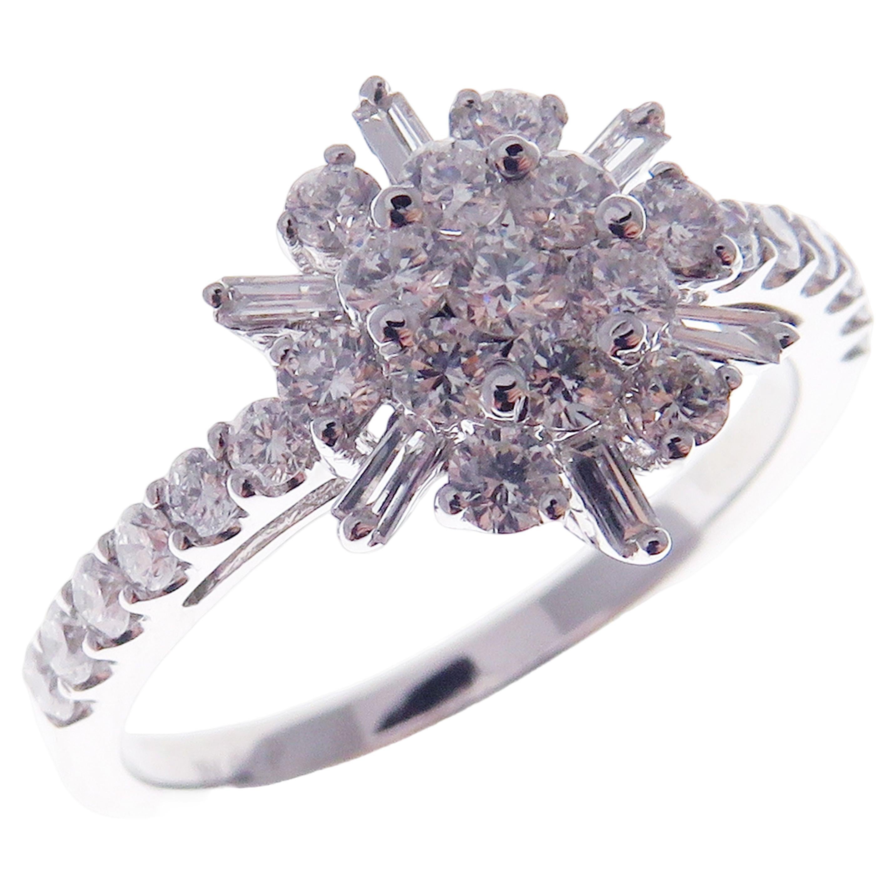 18 Karat White Gold Diamond Cluster Ring For Sale