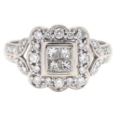 18 Karat White Gold Diamond Cluster Ring