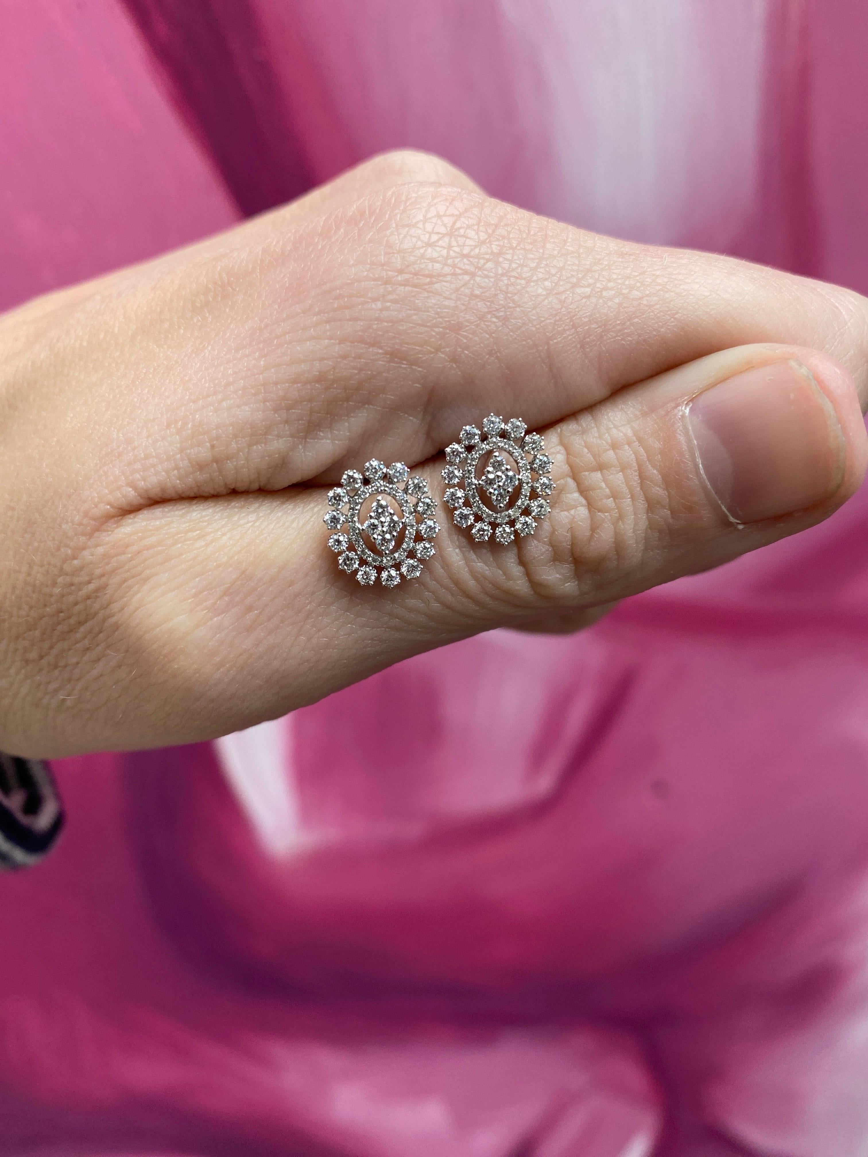 18 Karat Weißgold Diamant-Cluster-Ohrstecker 5