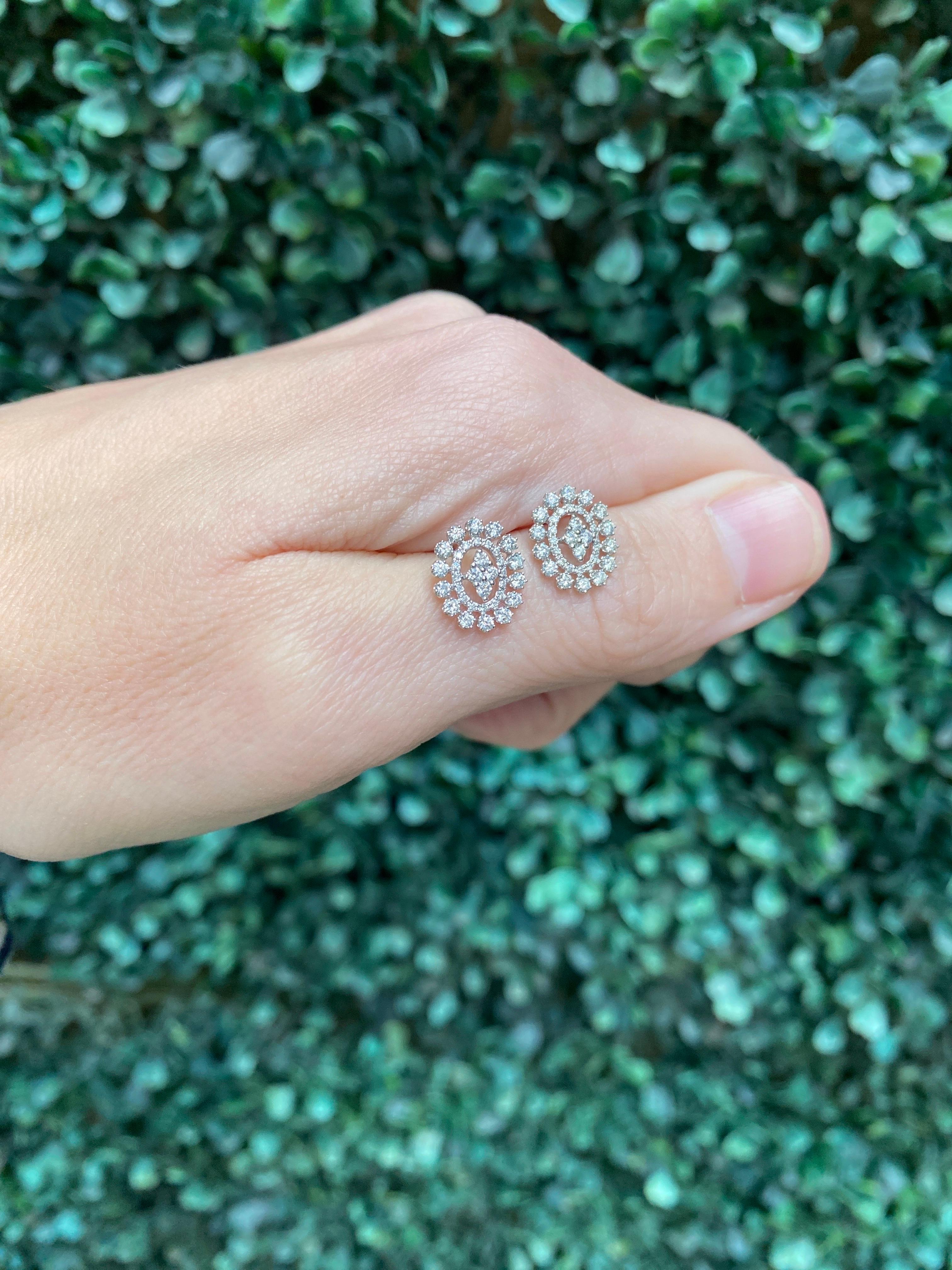 18 Karat Weißgold Diamant-Cluster-Ohrstecker 6