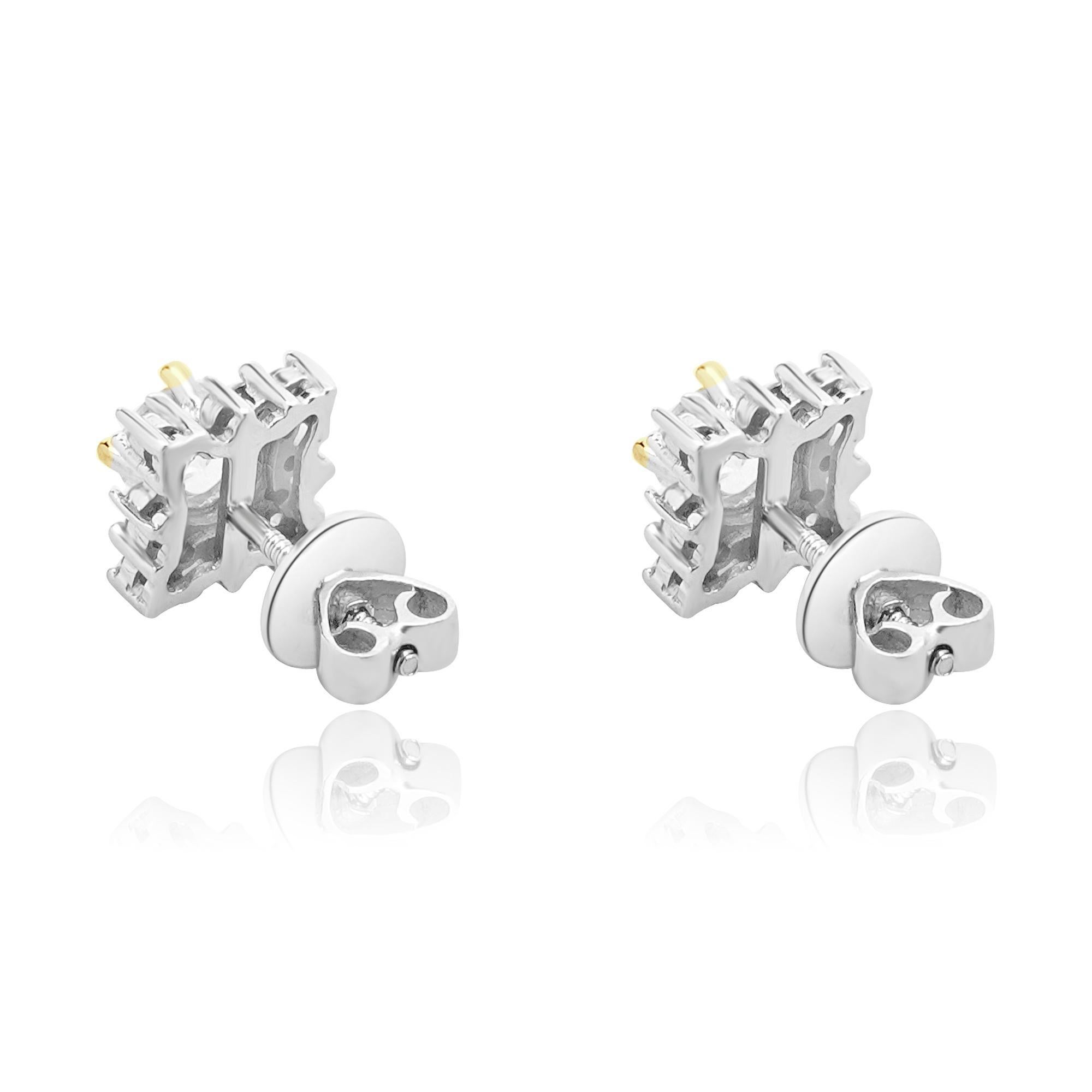 Material: 18K white gold
Diamonds: round brilliant cut = 1.00cttw
Color: F
Clarity: IF
 GIA Certified
Diamonds: 32 round brilliant cut = 0.36cttw
Color: G
Clarity: SI2
Dimensions: earrings measure approximately 8mm wide
Fastenings: friction