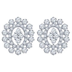 18 Karat Weißgold Diamant-Cluster-Ohrstecker