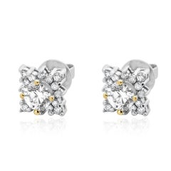 18 Karat White Gold Diamond Cluster Stud Earrings