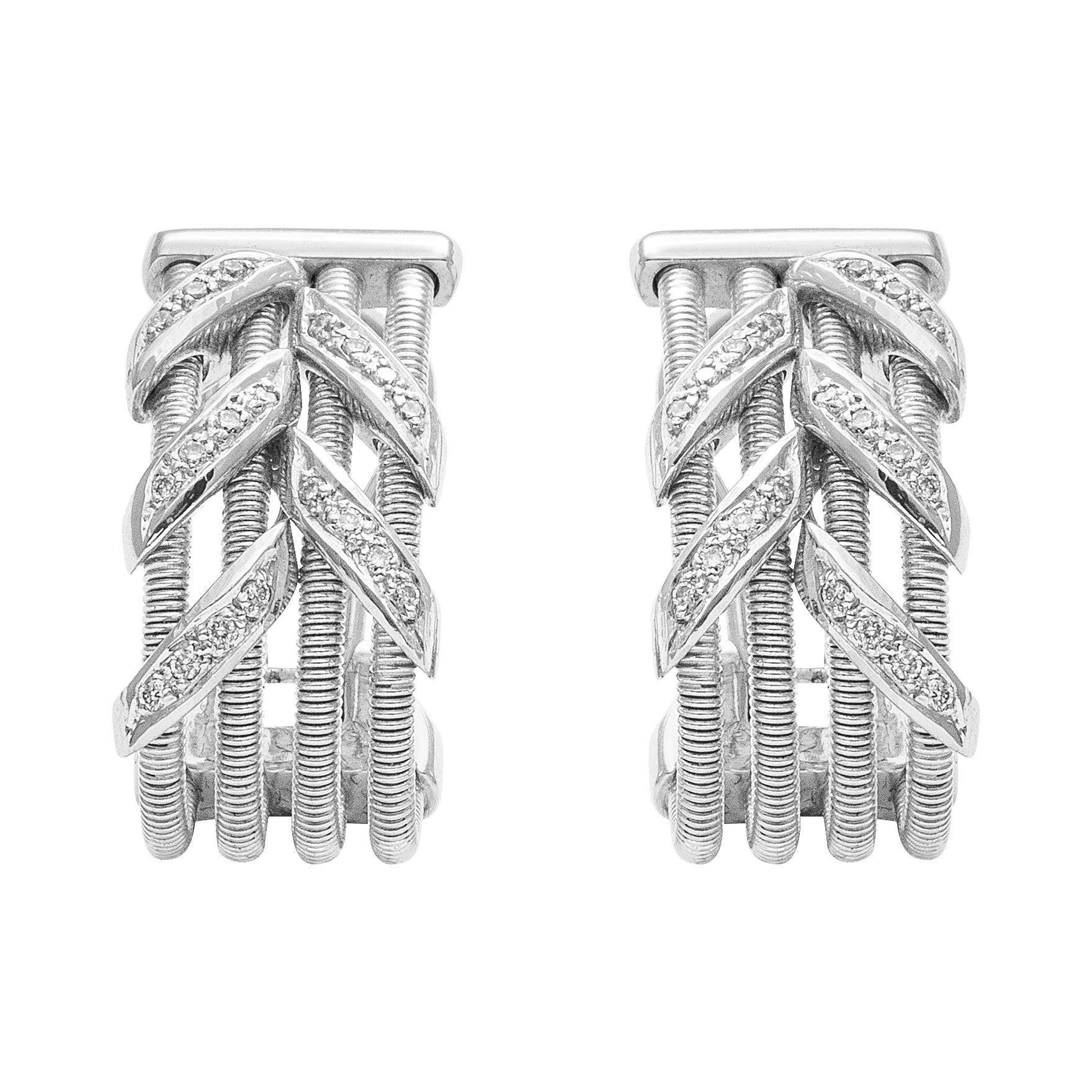 18 Karat White Gold Diamond Cocktail Earrings For Sale