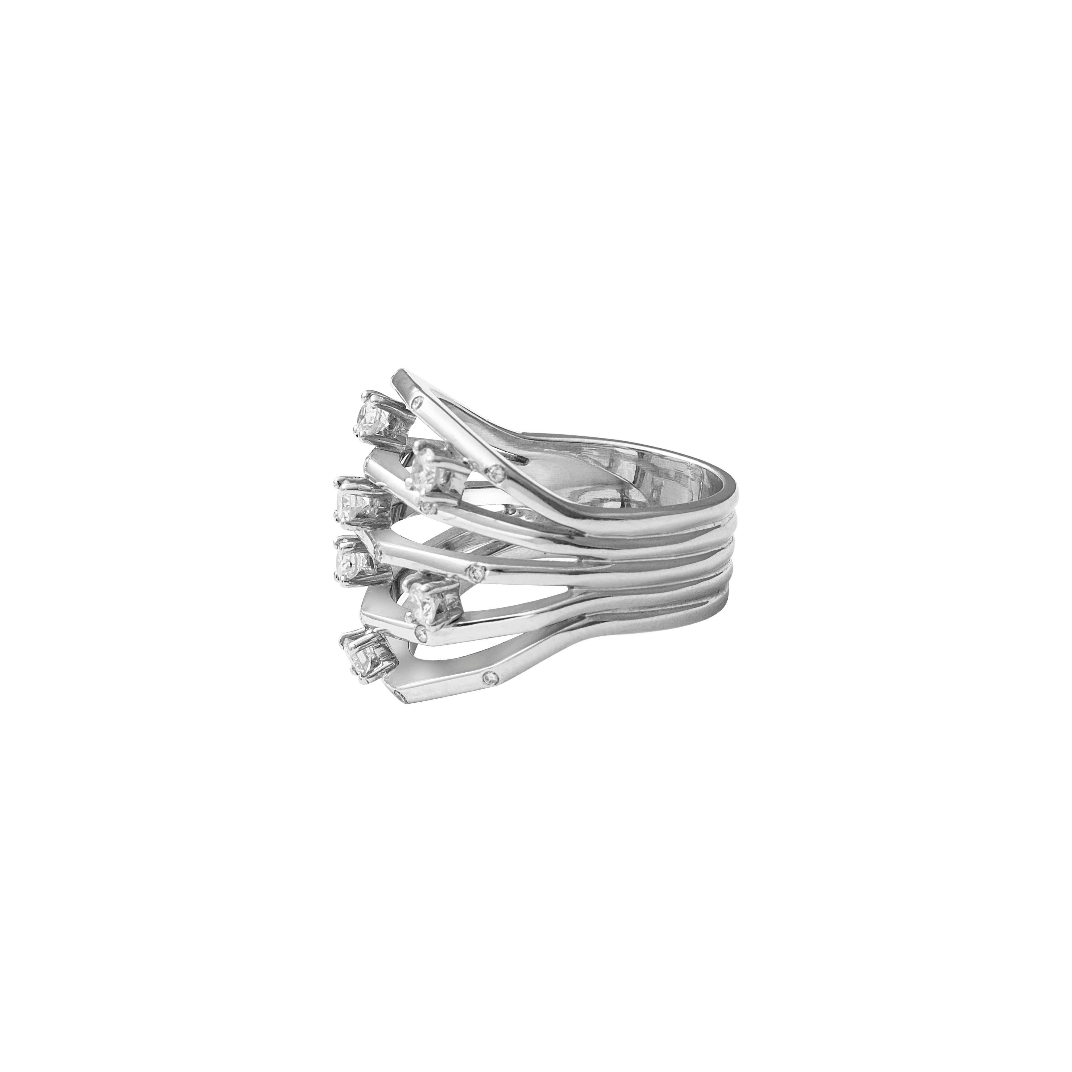18 Karat White Gold Diamond Cocktail Ring

This unique design, expertly crafted is ideal for an evening out. Set on 18 karat white gold and studded with 0.60ct round diamonds, this ring is sure to grab attention.

Diamonds - 0.60cts
18 Karat Gold -