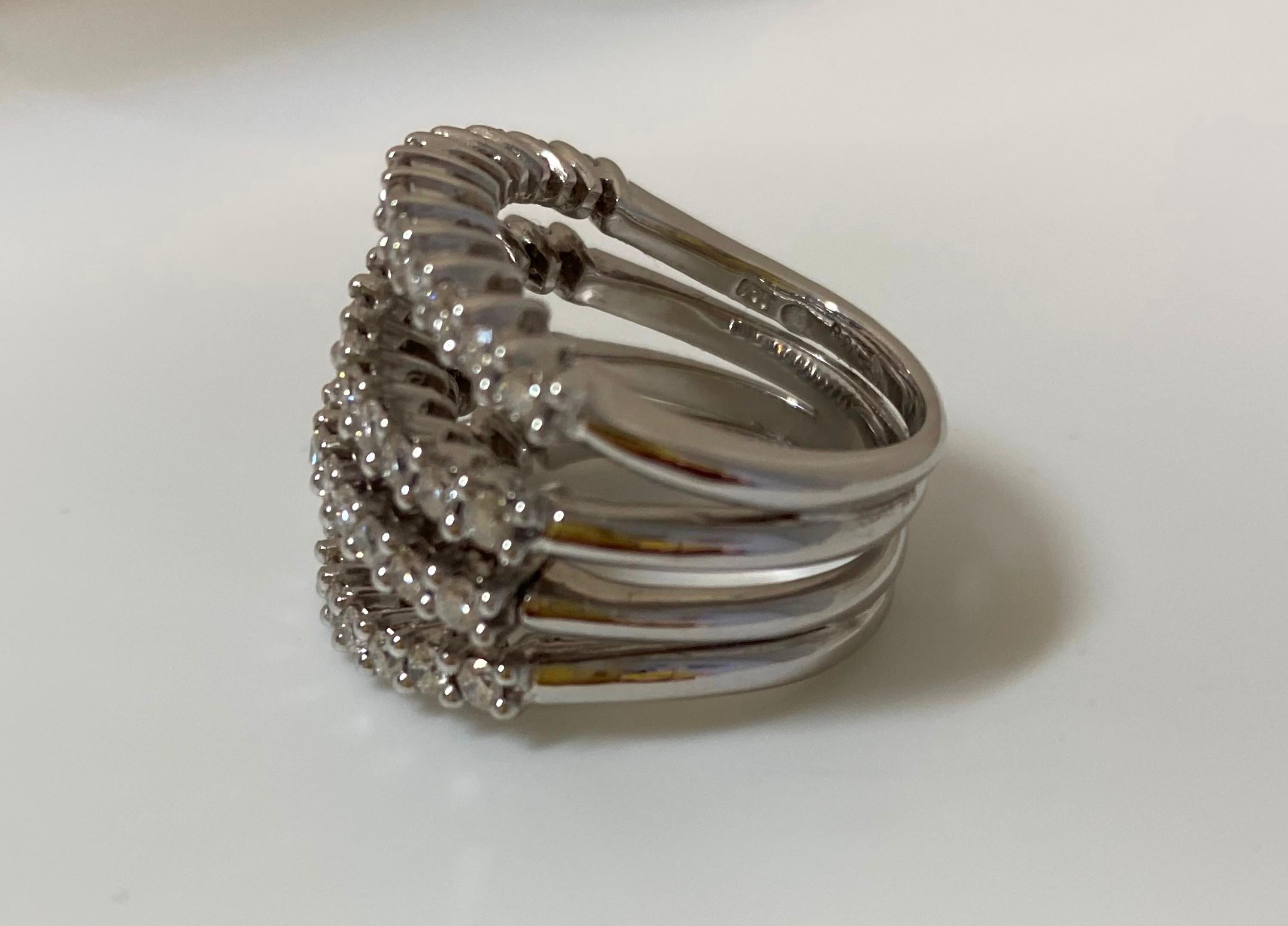 Brilliant Cut 18 Karat White Gold Diamond Cocktail Ring