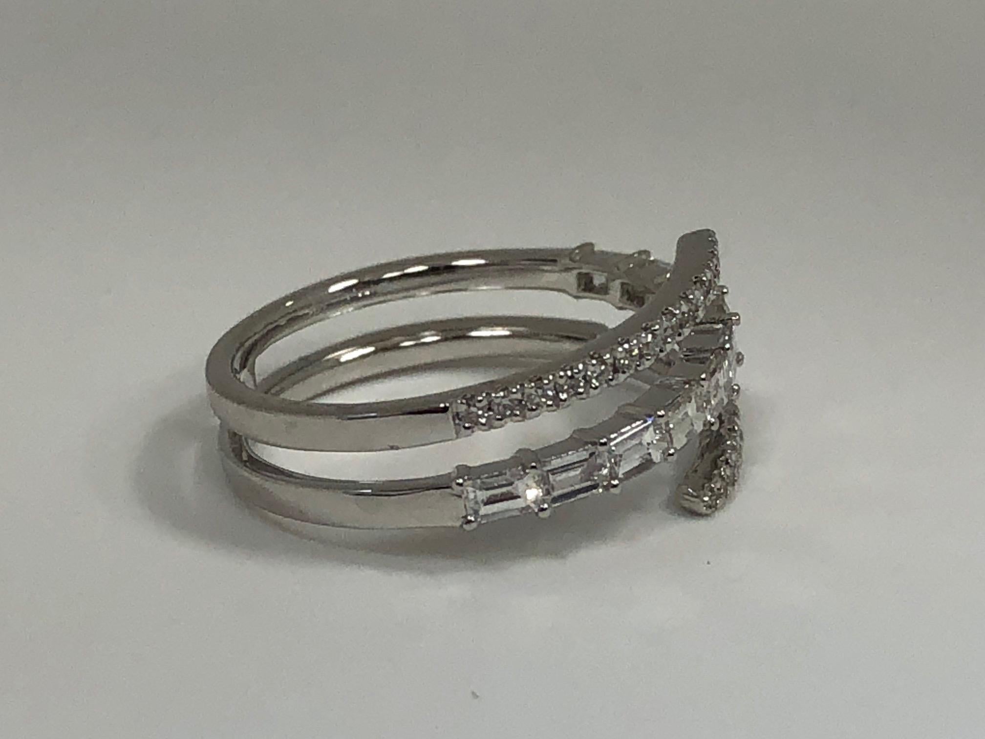 Modern 18 Karat White Gold Diamond Coil Ring