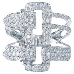 18 Karat White Gold Diamond Contemporary Buckle Ring