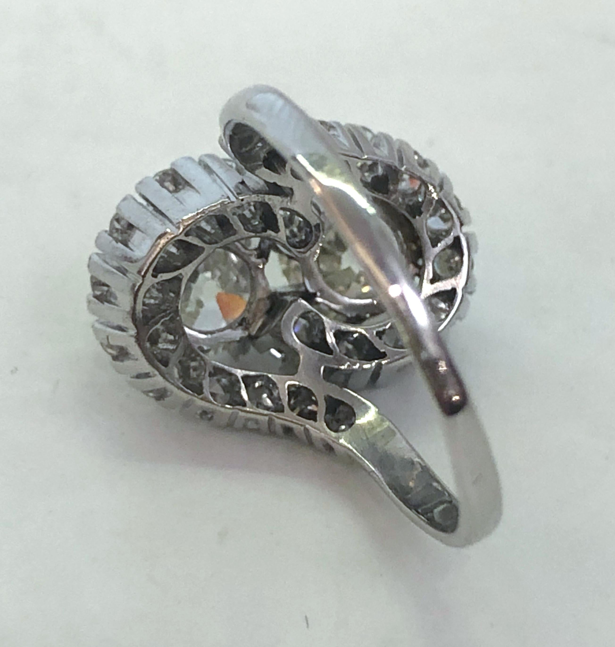 Brilliant Cut 18 Karat White Gold Diamond Contrarie Ring For Sale
