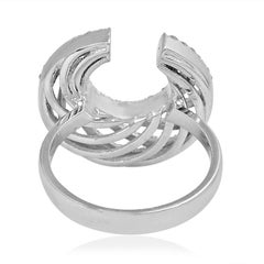 18 Karat White Gold Diamond Crescent Ring
