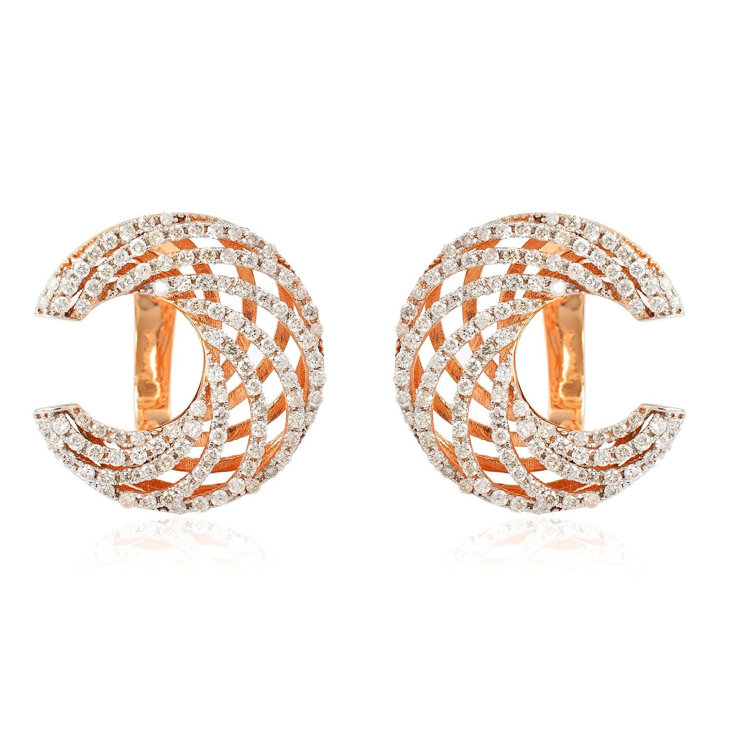 For Sale:  18 Karat White Gold Diamond Crescent Ring 5