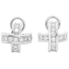 18 Karat White Gold Diamond Cross Earrings