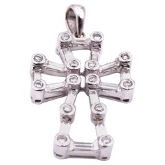 18 Karat White Gold Diamond Cross