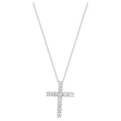 18 Karat White Gold Diamond Cross Necklace