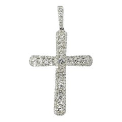 18 Karat White Gold Diamond Cross Pendant
