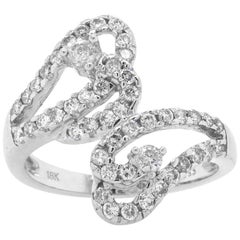 Vintage 18 Karat White Gold Diamond Crossover Estate Ring