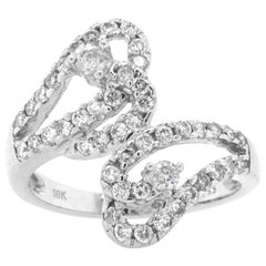 18 Karat White Gold Diamond Crossover Estate Ring