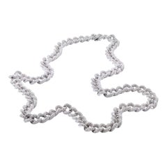 18 Karat White Gold Diamond Cuban Link Necklace