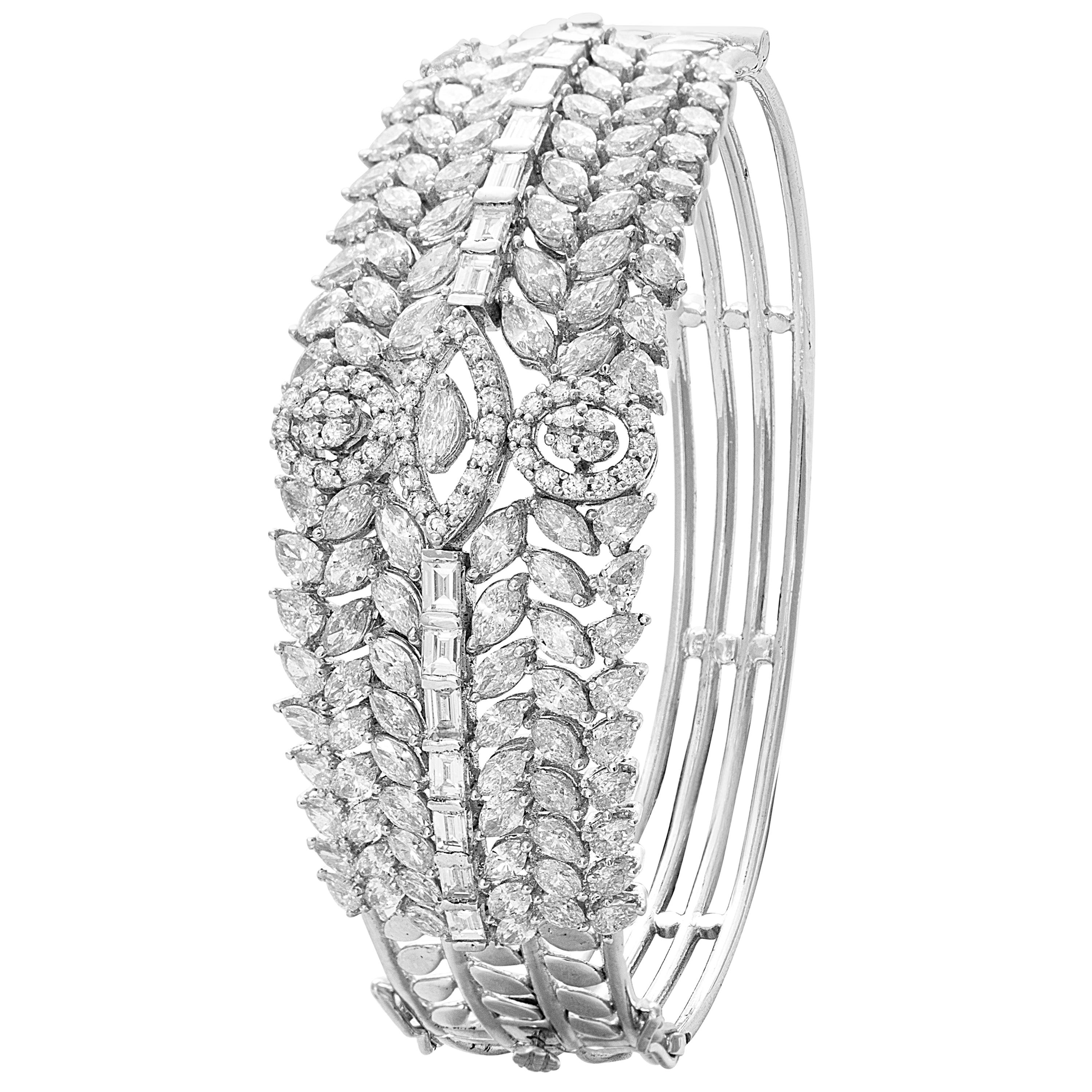Tsavorite Diamond White Gold Cuff Bracelet For Sale at 1stDibs