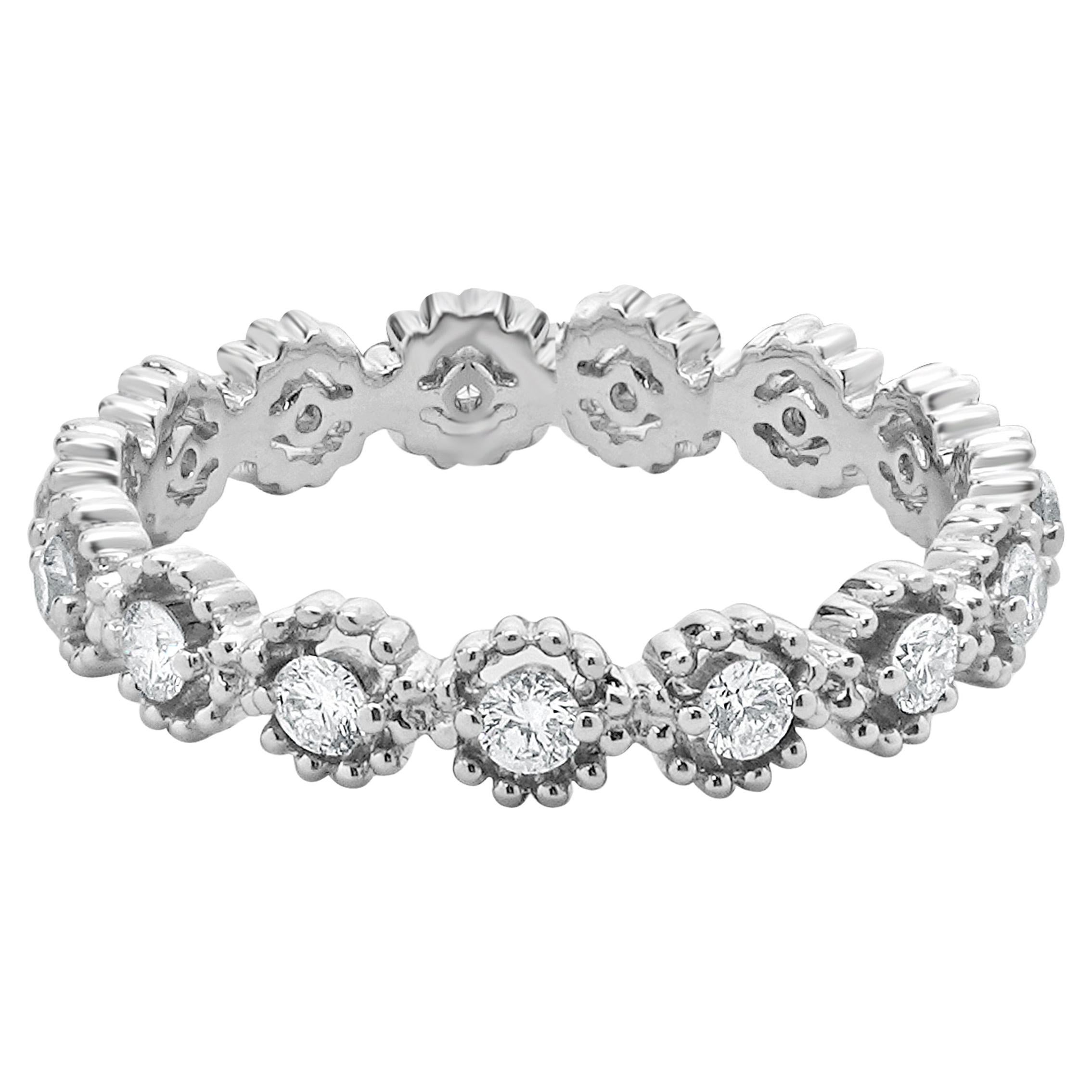 18 Karat White Gold Diamond Cutout Band For Sale