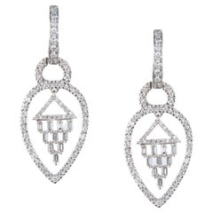 18 Karat White Gold Diamond Dangle Earrings