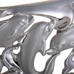18 Karat White Gold Diamond Dolphin Wide Bangle Bracelet