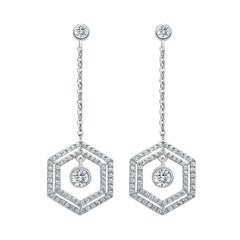 18 Karat White Gold Diamond Double Halo Earrings 18 Karat White Gold Diamond Double Halo Earrings