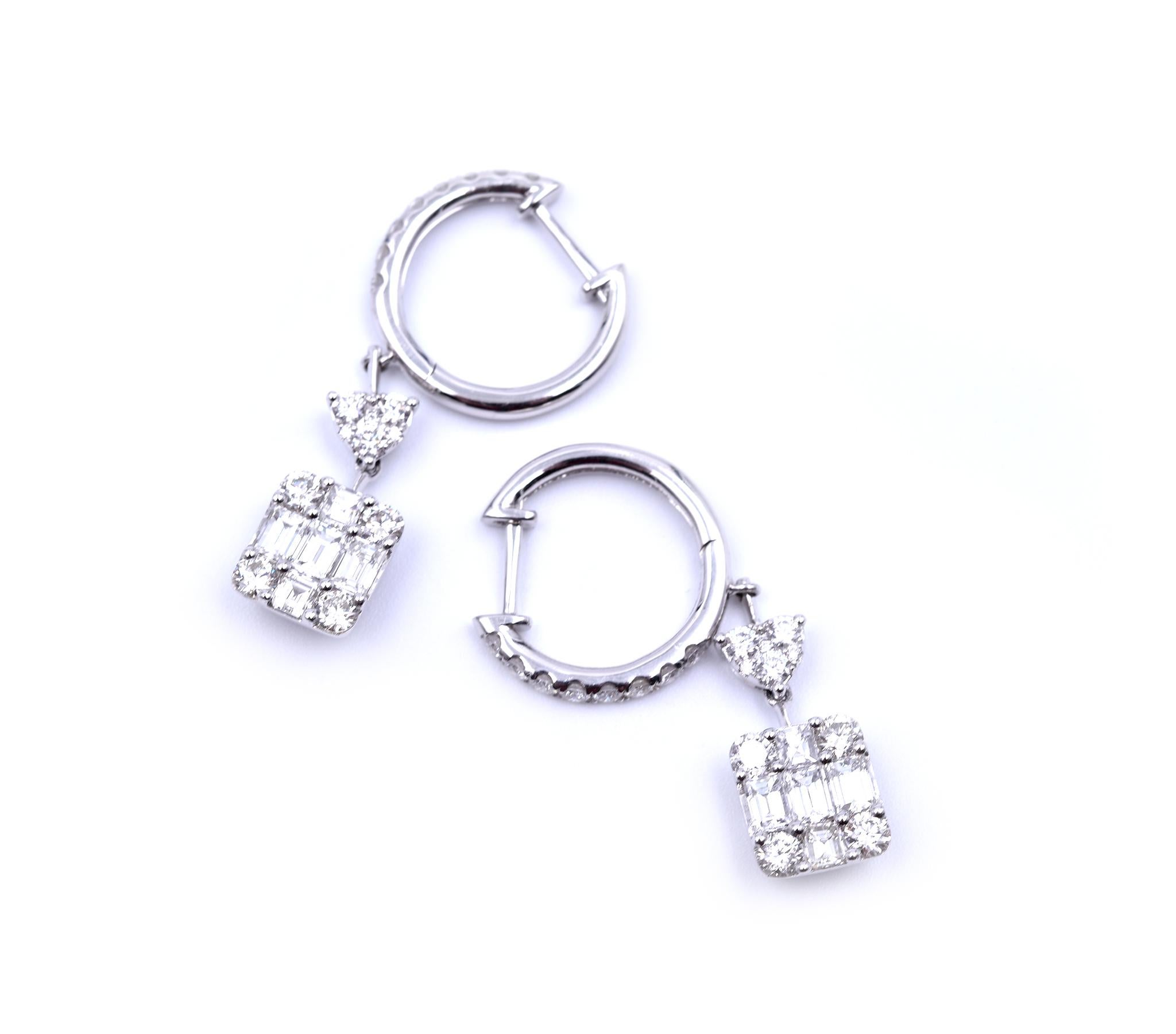 Designer: custom design
Material: 14k rose gold
Diamonds: 40 diamonds= 2.54cttw
Color: G
Clarity: VS	
Dimensions: each earring is 15.80mm diameter by 30mm long
Fastenings: Huggie post
Weight: 5.83 grams

