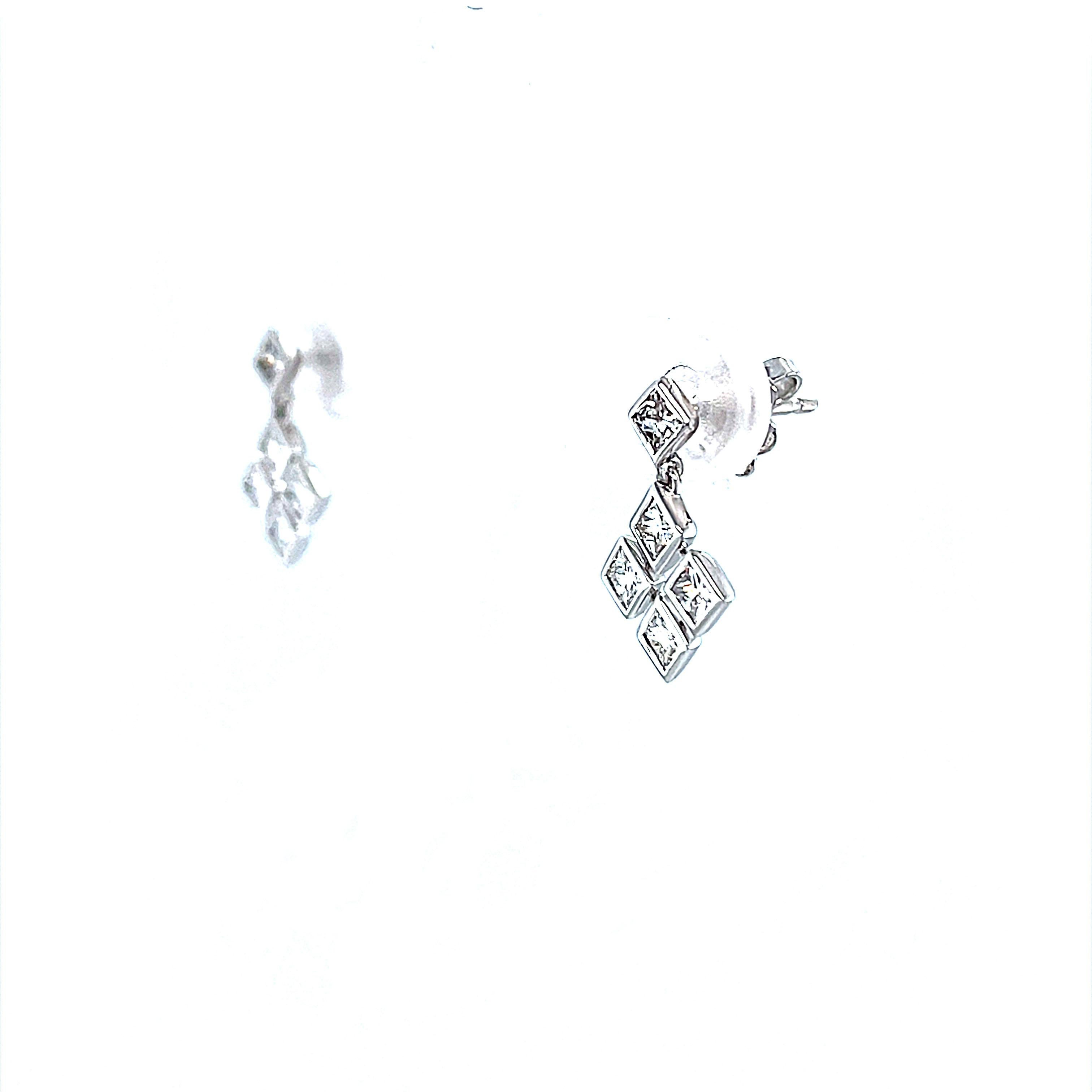 18 Karat Weißgold Diamant-Tropfen-Ohrringe Damen im Angebot