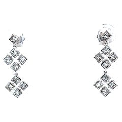 18 Karat White Gold Diamond Drop Earrings