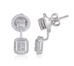 18 Karat White Gold Diamond Ear Jacket Earrings