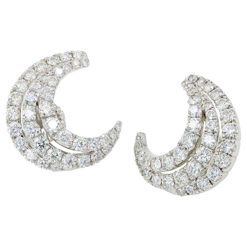 Orlandini 18 Karat White Gold and Diamond Earrings with Approximately 1 ...