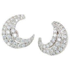 18 Karat White Gold Diamond Earrings, 80 Ideal Cut Diamonds, 6.00 Carat Total